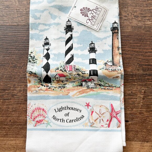 Set of 2 Beach Themed Linen Kitchen Dish Towels, New with tags, Nautical Towels - Picture 2 of 4